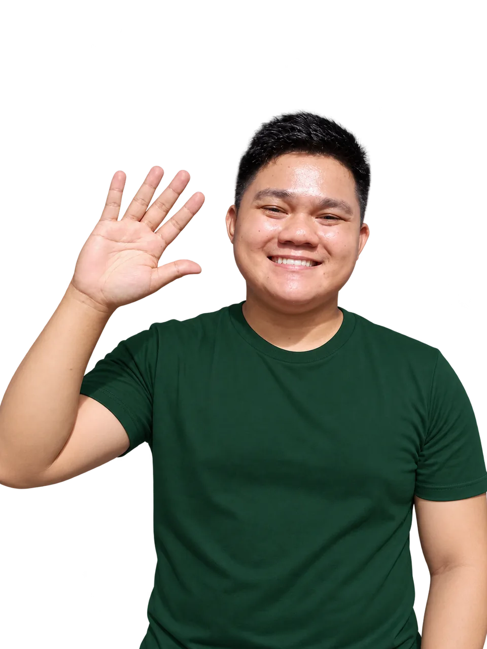 Jethro smiling and waving hello